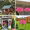 Decor Artificial Hanging Flowers, Fake Silk Azalea Plants with Coconut Lining Hanging Baskets Outdoor for Spring